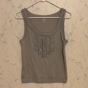 LOFT Gray Tank Top with Accents